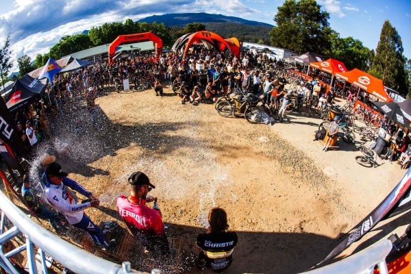 celebration of winners for a mountain biking event in for Enduro Jam